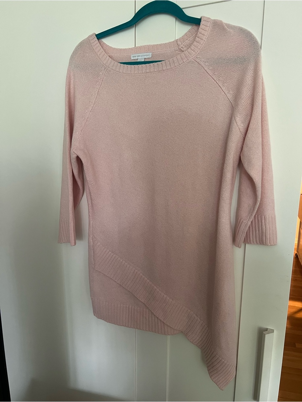New York & Company Pale Pink Asymmetric Crewneck Sweater